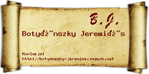 Botyánszky Jeremiás névjegykártya